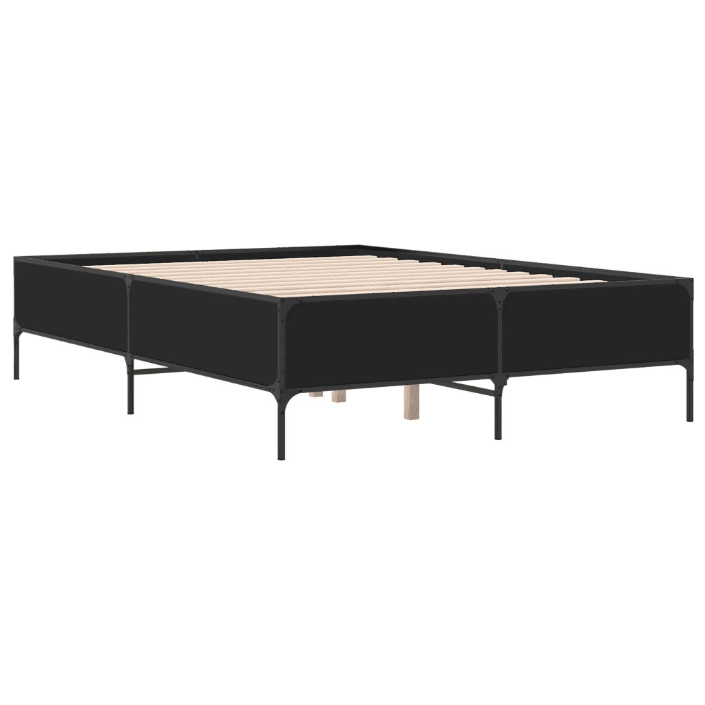 Giroletto-Struttura Letto Nero 135x190 cm in Legno Multistrato e Metallo 660962