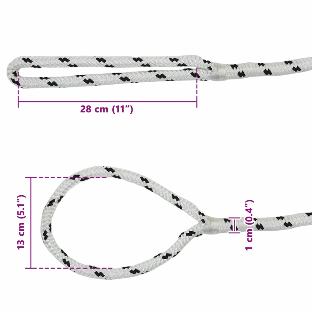 Corda da Barca 6 m 1 Bianco e Nero Poliestere 42029751
