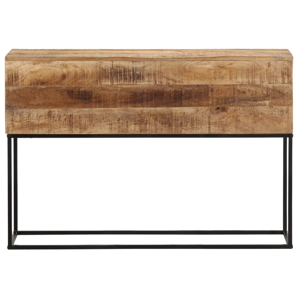 Tavolo Consolle 110x30x75cm Legno Massello Mango Grezzo e Ferro 376066