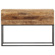 Tavolo Consolle 110x30x75cm Legno Massello Mango Grezzo e Ferro 376066