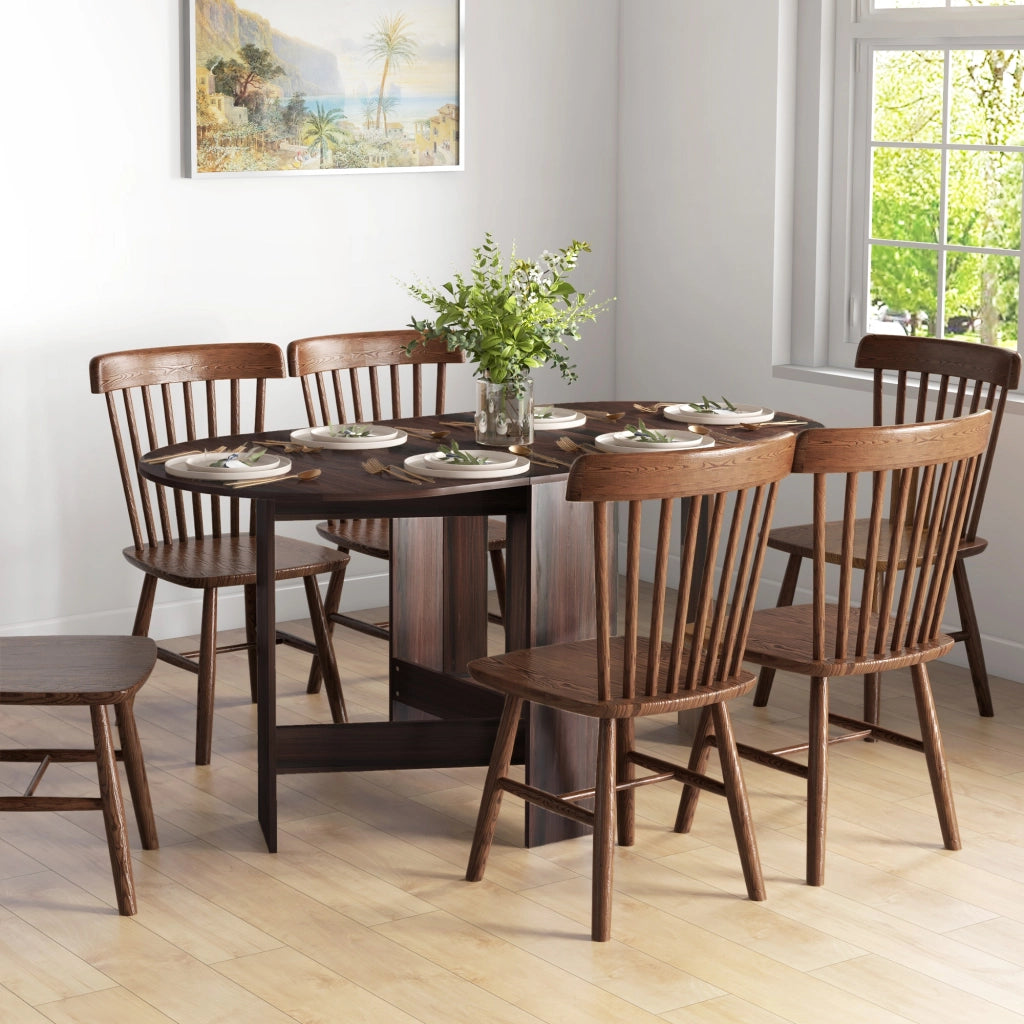 Tavolo Pieghevole con Ribalte Ovale ¨C Minimal ¨C Legno, Marrone