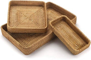 Set di 3 piatti di vimini - naturale, decorativo - 3 pezzi