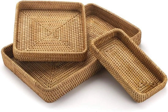 Set di 3 piatti di vimini - naturale, decorativo - 3 pezzi
