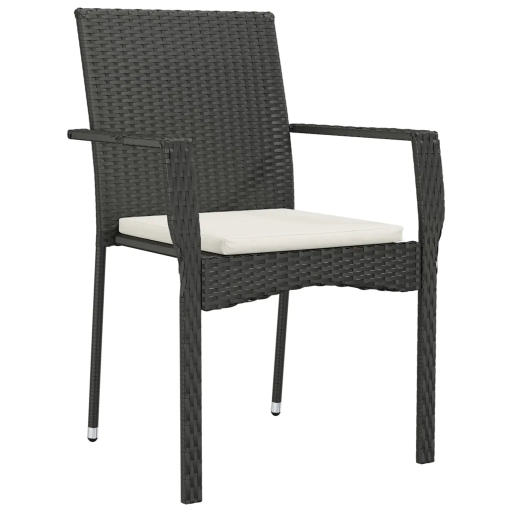 Set da Pranzo da Giardino 5 pz Nero con Cuscini in Polyrattan 3185132