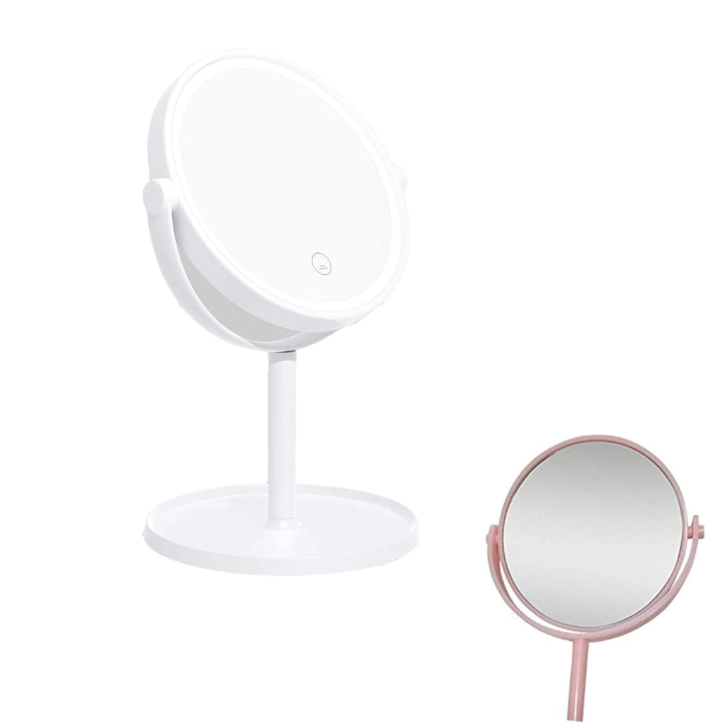 SPECCHIO TRUCCO LUCE 21 LED BASE GIREVOLE USB MAKE UP ILLUMINATO TOUCH TE-B0252