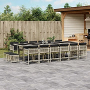 Set da Pranzo da Giardino 17pz con Cuscini Grigio in Polyrattan 3211547