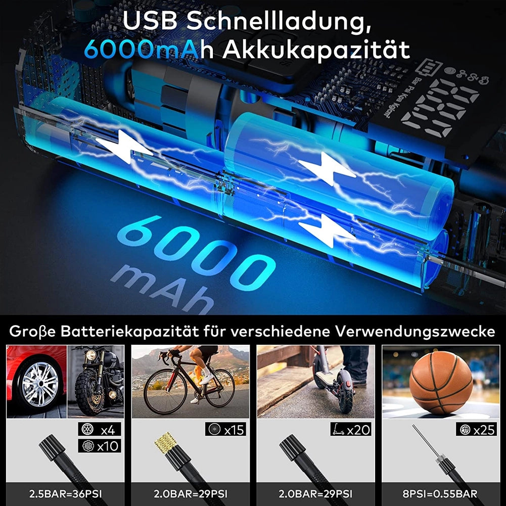 Mini Compressore Aria Portatile Wireless Auto Bici Gonfiatore Elettrico Batteria