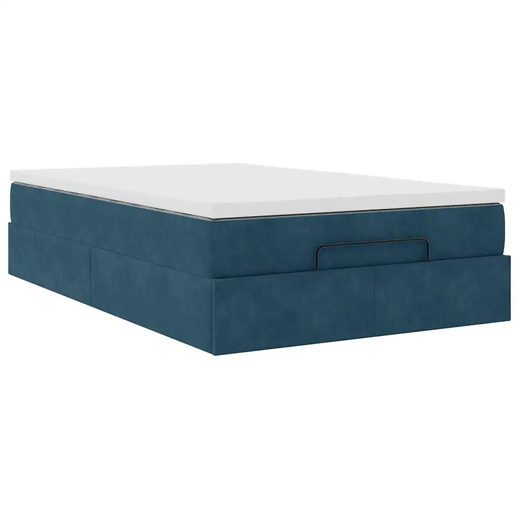 Pouf Letto con Materasso Blu Scuro 120x190 cm Velluto