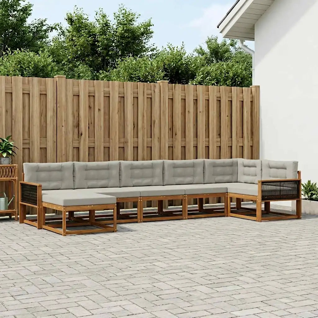 Set di divani da esterno 7 pcs Naturale e Grigio Chiaro 3382744