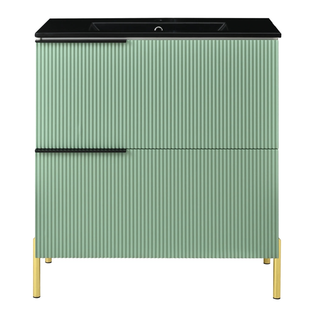 Mobile Sottolavabo con Lavabo in Ceramica e Cassetti ¨C MINIMAL ¨C Verde