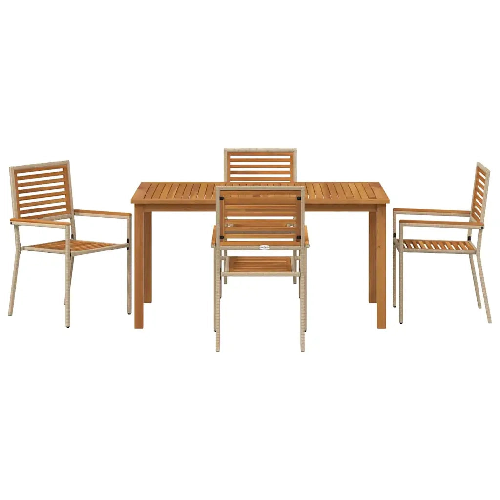 Set da Pranzo per Giardino 5 pcs Beige Legno di Acacia Massello