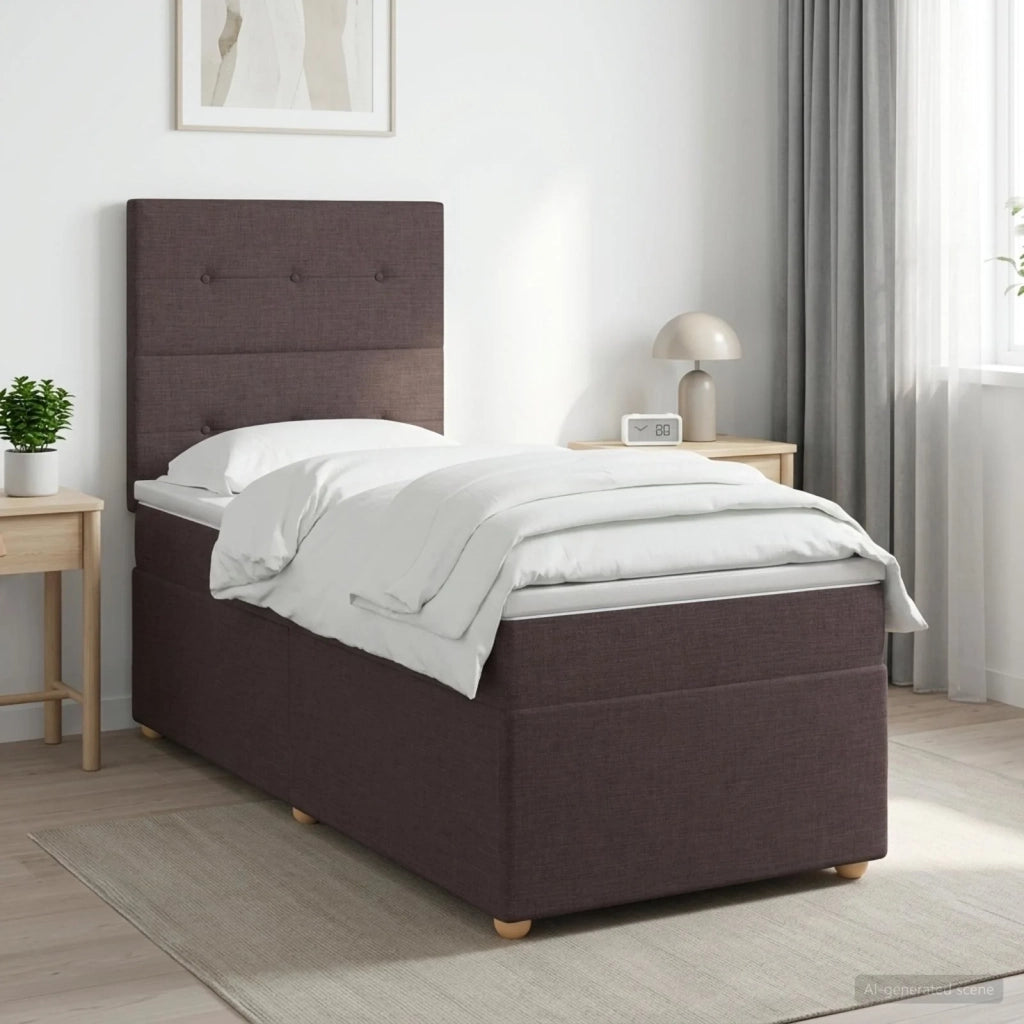 Letto box spring con materasso Marrone Scuro 80 x 200 cm 3453756