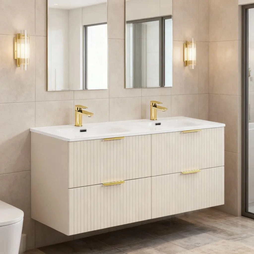 Mobile sotto lavabo NOXERA 120 cm – Marrone congo – Doppio lavabo incassato
