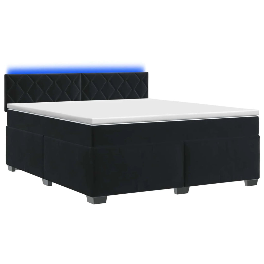 Letto con Box Spring, Materasso e LED Nero 140 x 190 cm Velluto 3452182