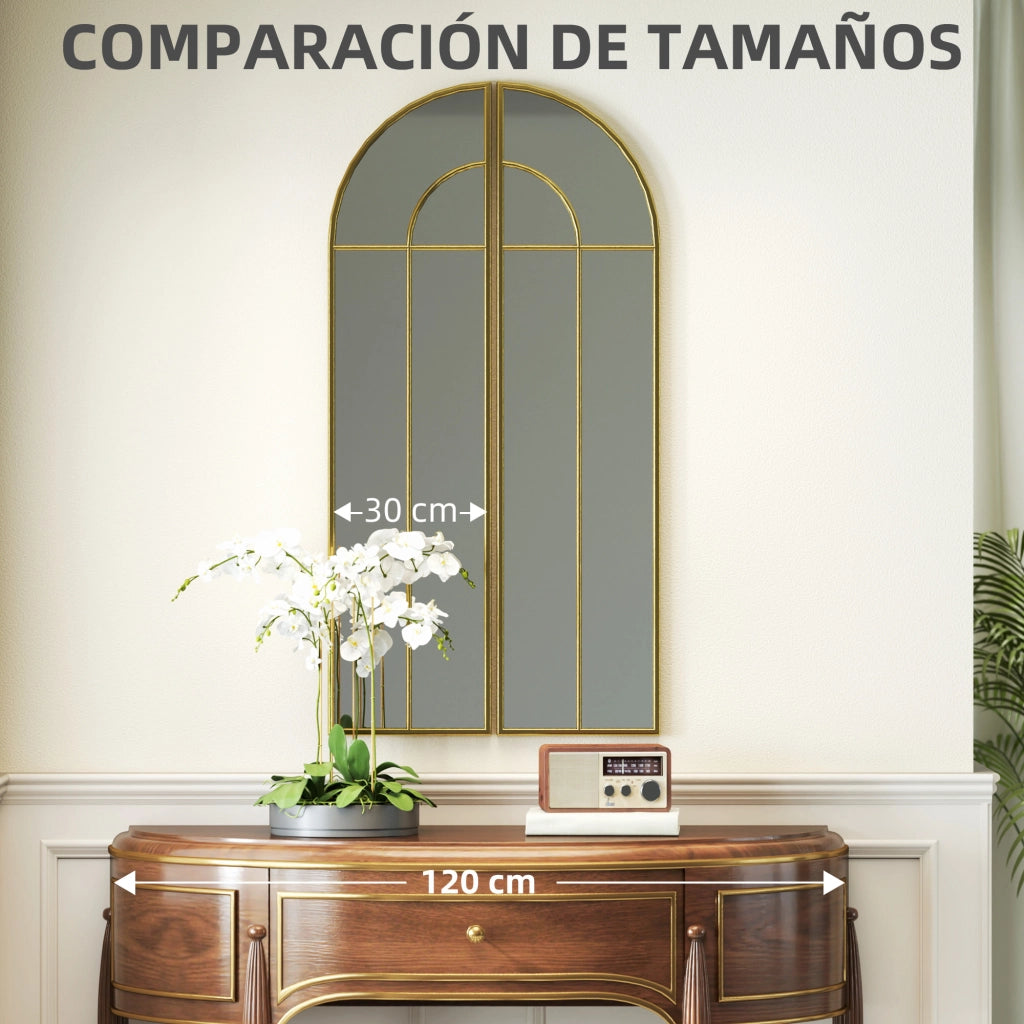 Specchio da Parete Arco Dorato ¨C Xylo ¨C 2 Pezzi 30x120 cm