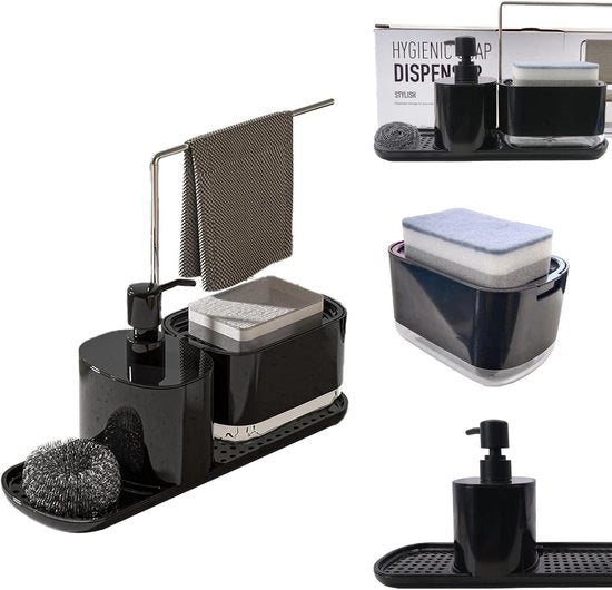 Organizzatore per Sapone - Accessorio per Lavabo 4-in-1 - Nero