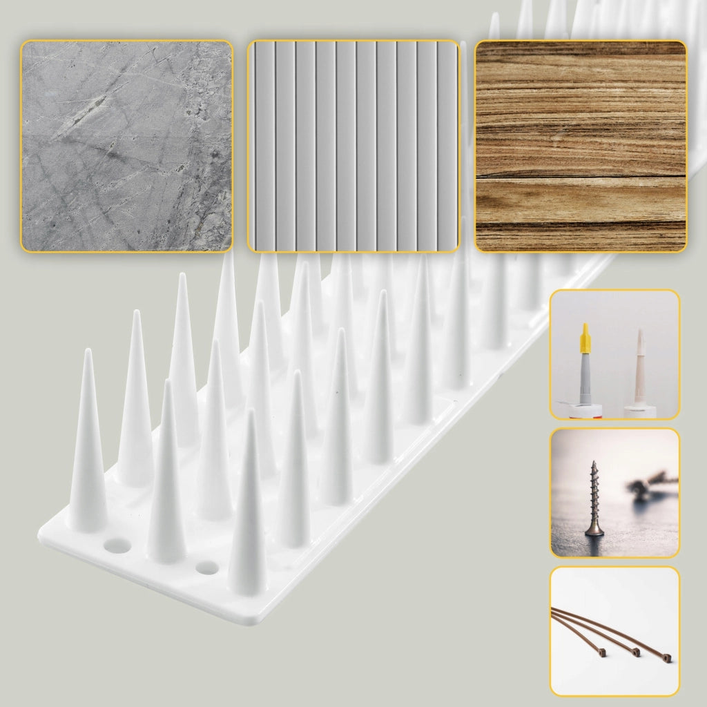 Punte anti-piccioni KADAX, 51 cm, in plastica densa e resistente, confezione da 12 pezzi.
