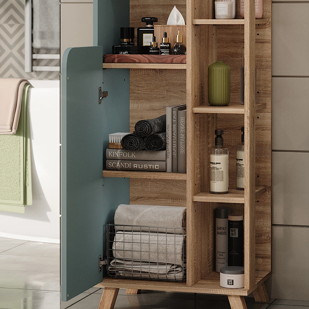 Vicco Mobile da bagno Sonoma/blu 50 x 175 cm con 2 porte
