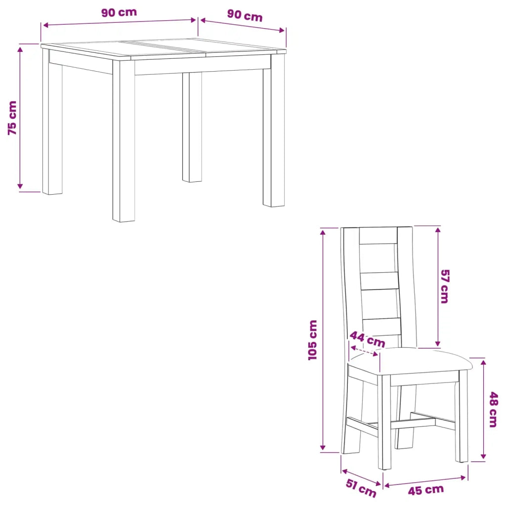 Set da pranzo 3 pz Grigio Legno di Quercia Massello 3430323