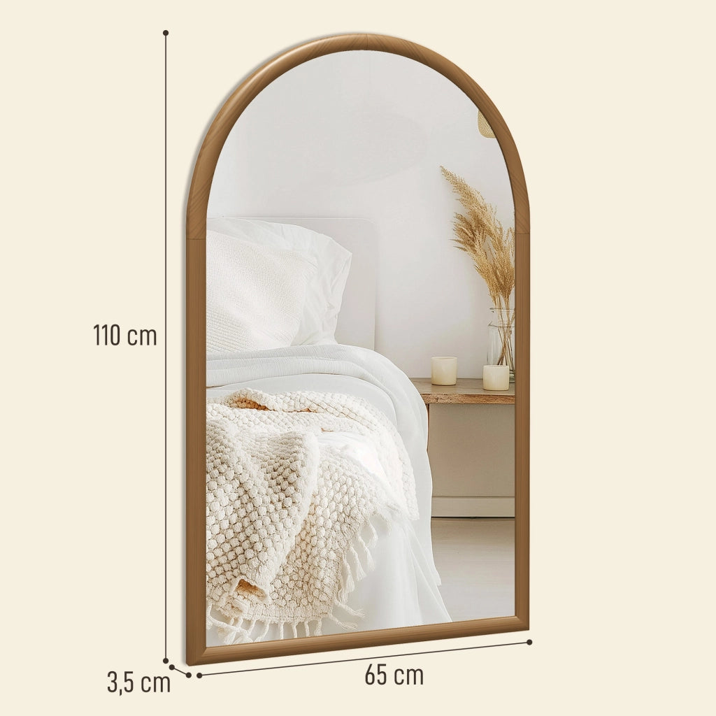 Specchio da parete arco ¨C Minimal ¨C 110x65 cm, legno, marrone scuro