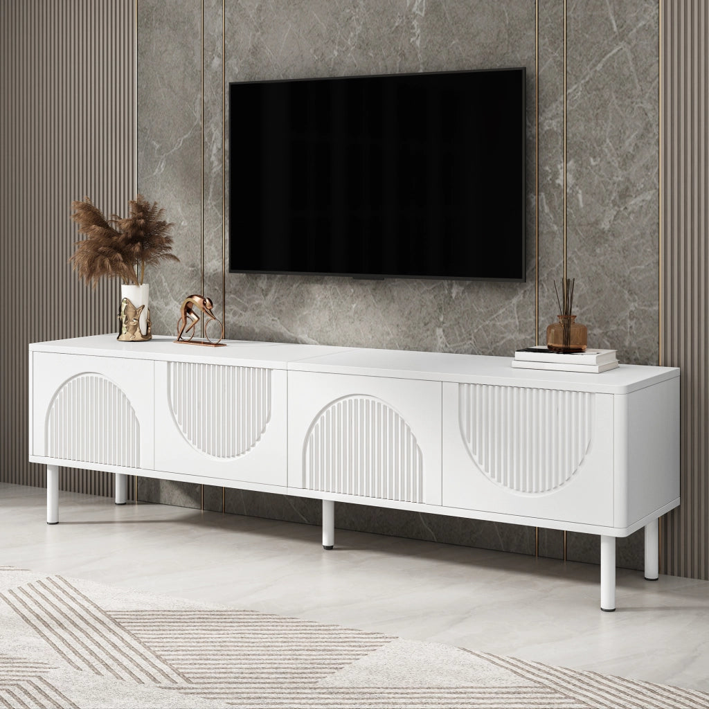 Cassettiera per TV bianca in MDF e truciolato 180 cm