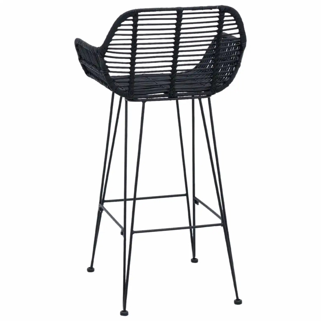 Sedia da Bar 2 pcs Nero 55 x 52 x 92 cm Rattan e Ferro 42011554