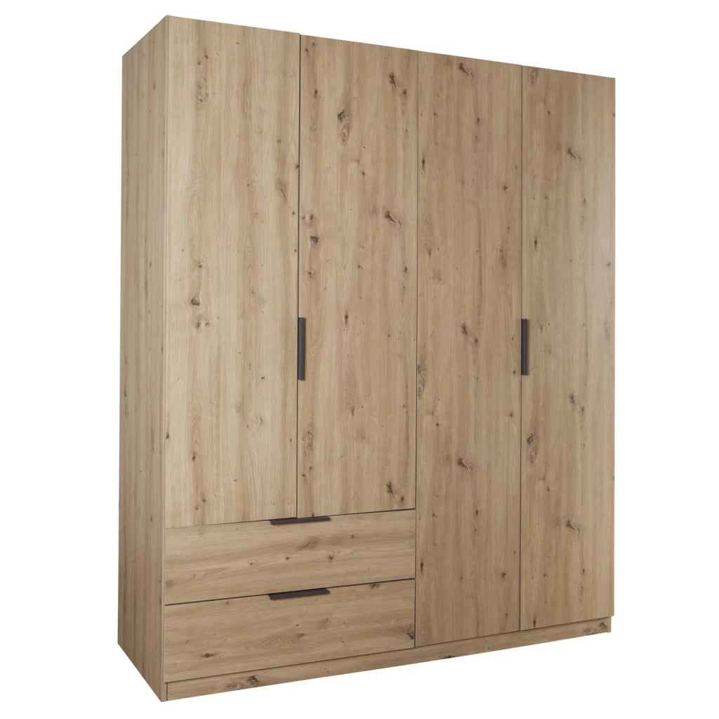 Armadio 4 ante e 2 cassetti cm 162x58 rovere artisan