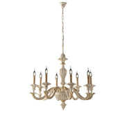 Leonardo Lampadario in legno avorio e foglia oro 6 luci 130 Ø74 BL180-6-AV