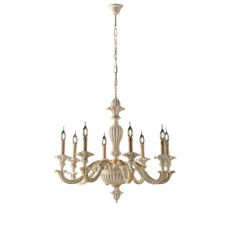 Leonardo Lampadario in legno avorio e foglia oro 6 luci 130 Ø74 BL180-6-AV
