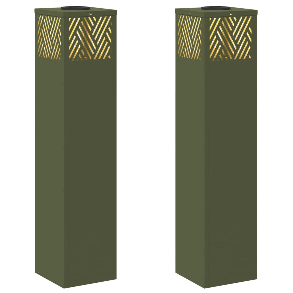 Faro LED solare per sentieri 2 pcs Verde oliva 879733