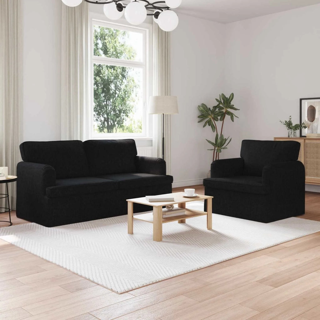Set di divani 2 pcs Nero 162 x 80 x 85 cm Tessuto 3407562