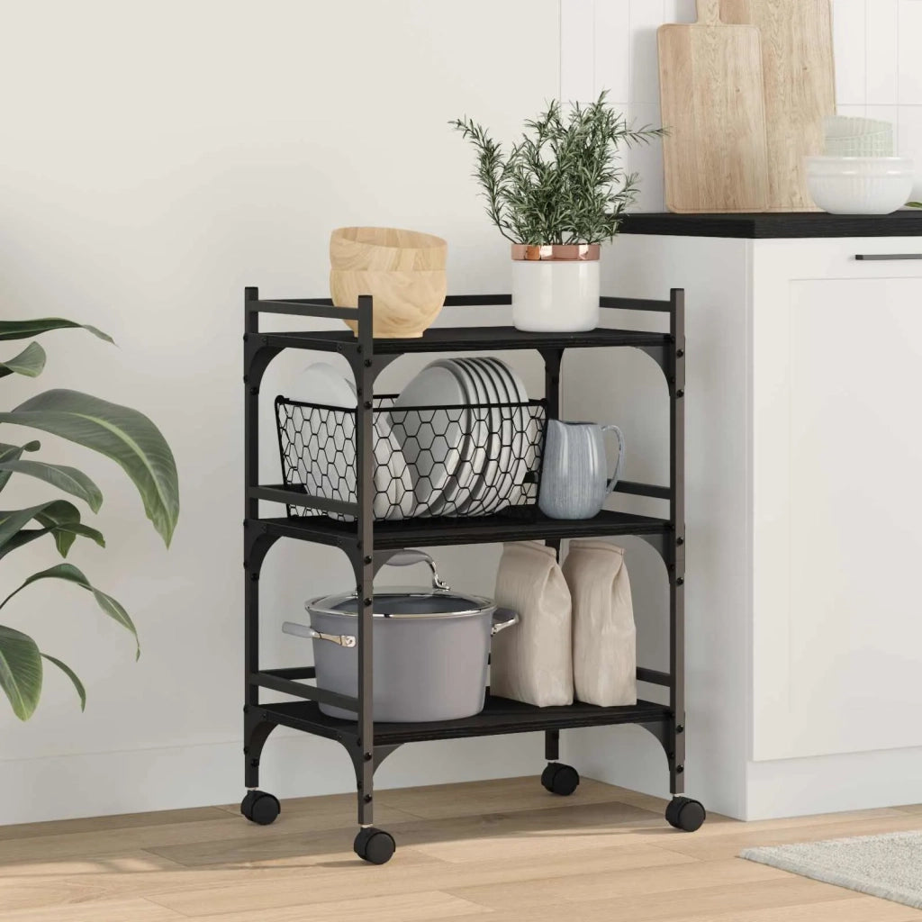 Carrello da Cucina Rovere Nero 50 x 35 x 75.5 cm 883017