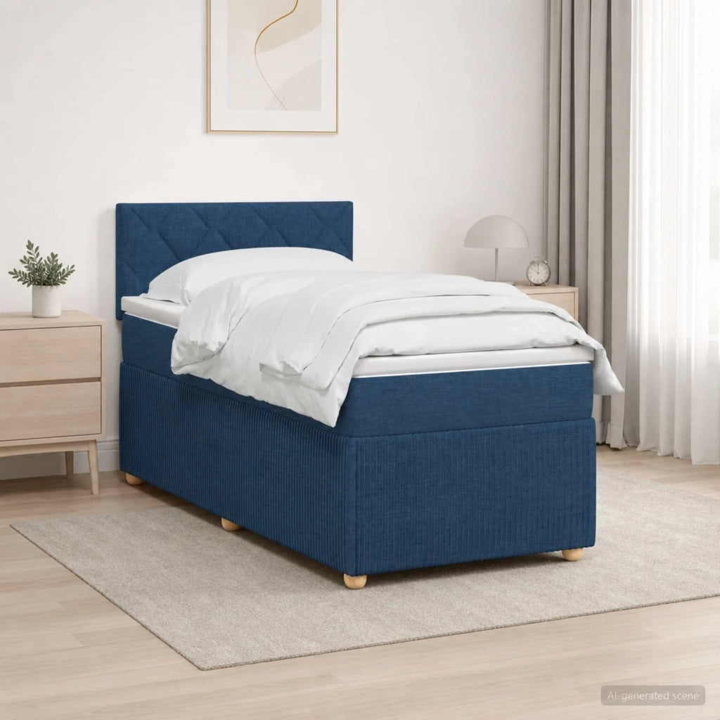 Letto box spring con materasso Blu 90 x 200 cm Tessuto 3452854