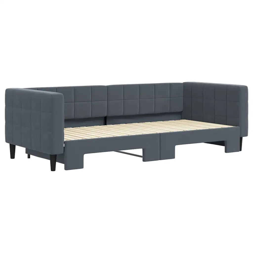 Divano Letto con Letto Estraibile-Sofa Letto-Daybed Grigio Scuro 90x200cm Velluto 728114