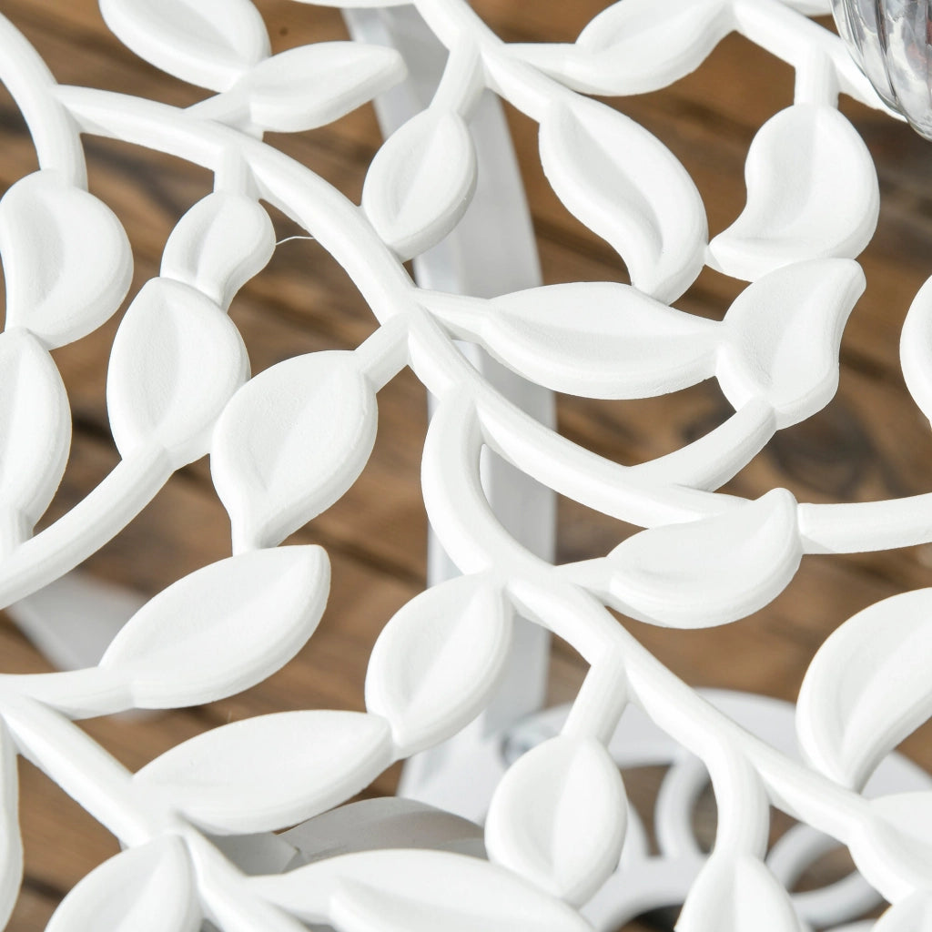 Set Tavolino e 2 Sedie da Giardino in Alluminio Bianco