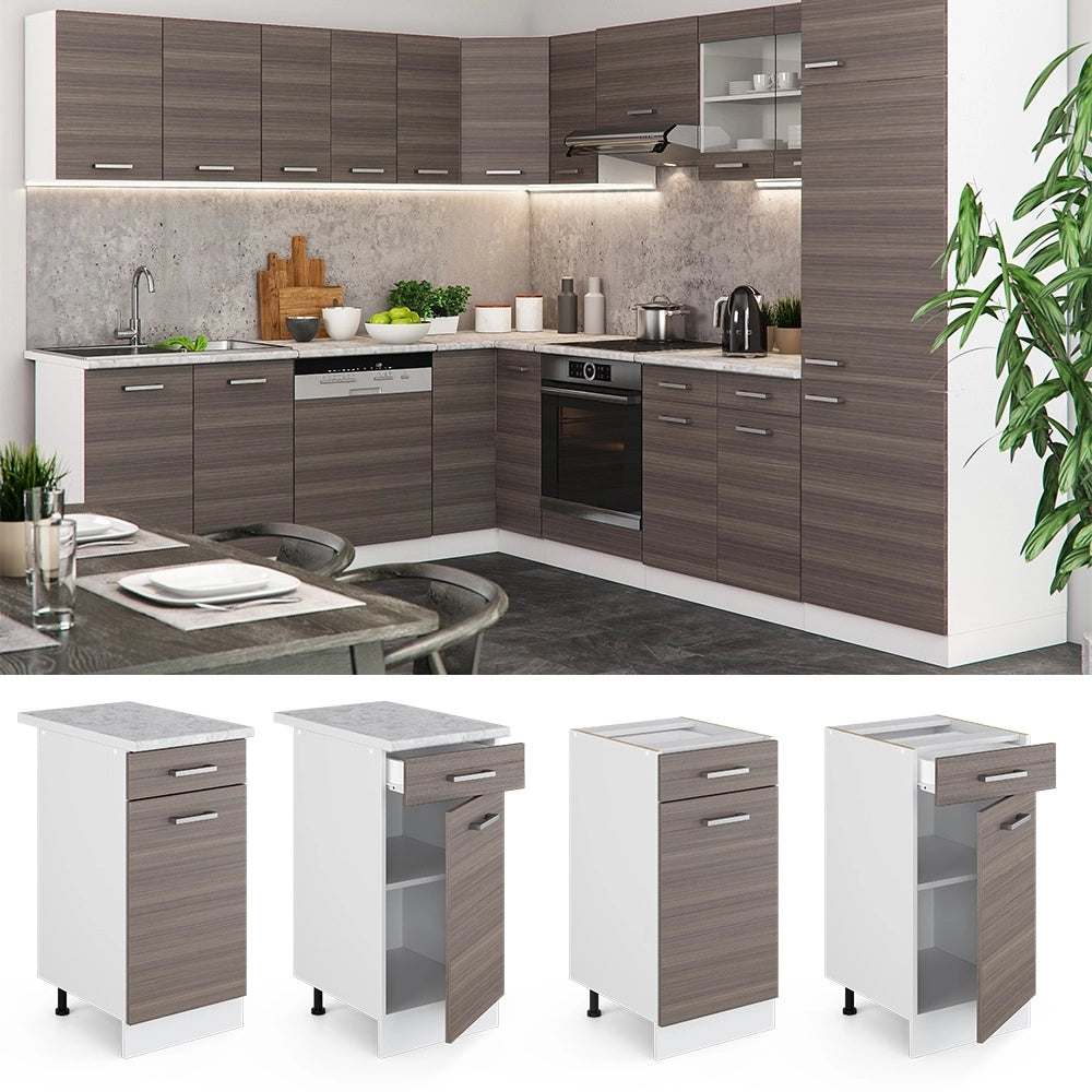 Mobiletto base per cucina R-Line Grigio nobile/Bianco 40 cm senza piano di lavoro Vicco