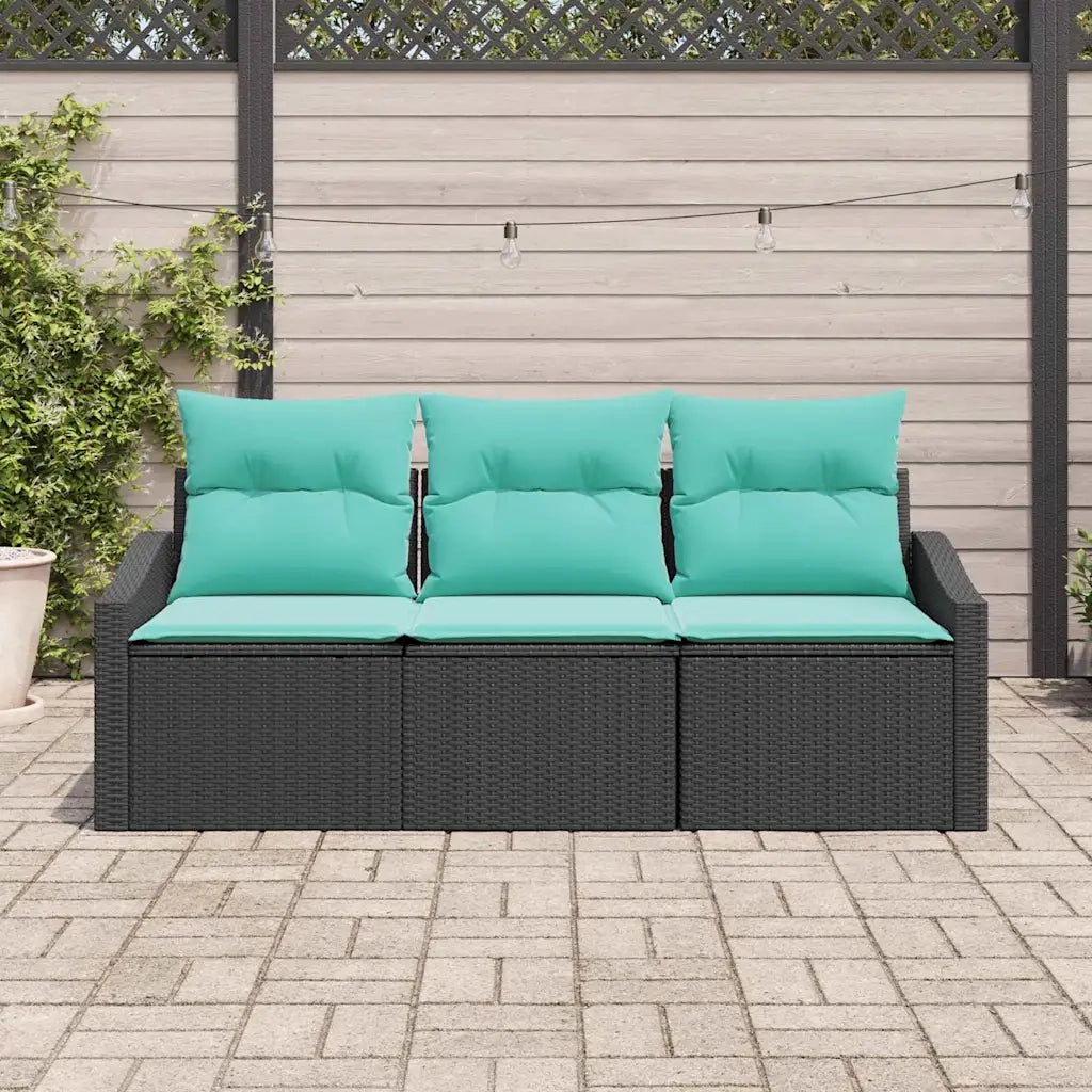 Set di divani con cuscino 3 pcs Nero polyrattan 3346586
