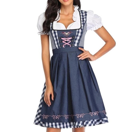 Abito da Dirndel per Festa dell'Oktoberfest - Abito con gonna - Abito per Festa del Birra - Costume per Carnevale - Dimensioni S-2XL - Tela di alta qualità Polyester