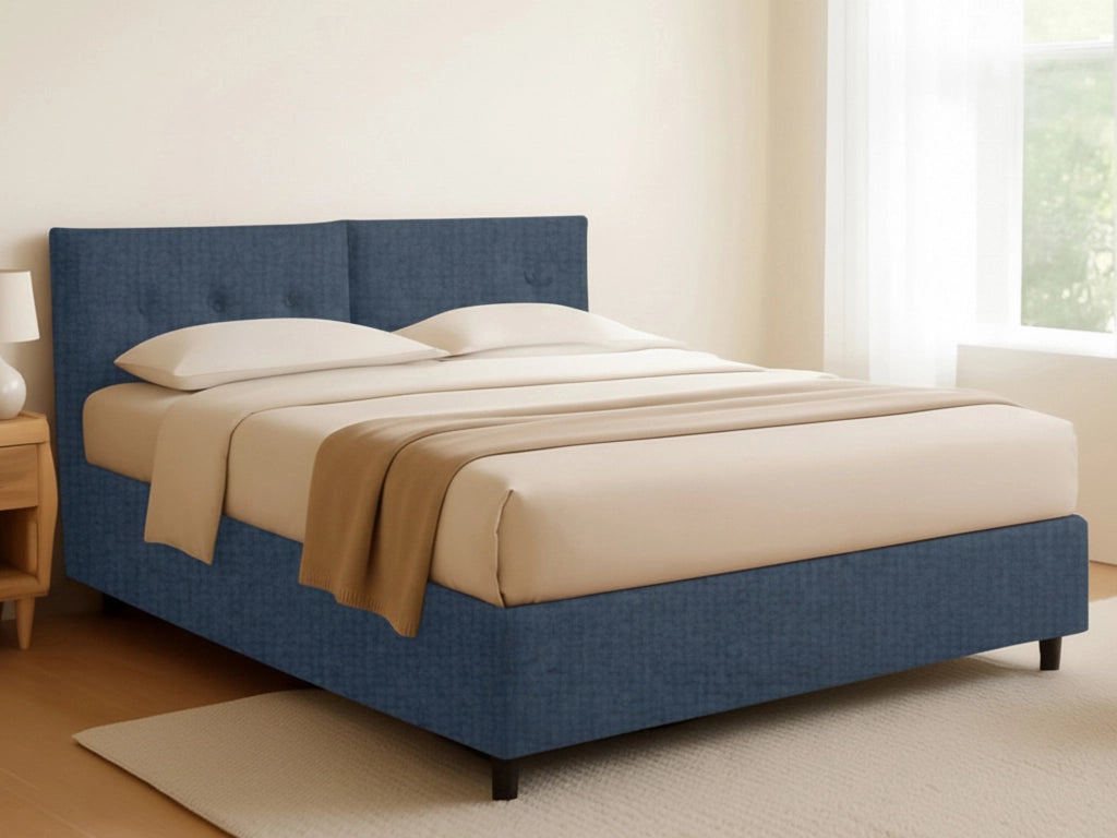 Leeds, Letto Piazza e Mezza Sfoderabile Made in Italy, blu