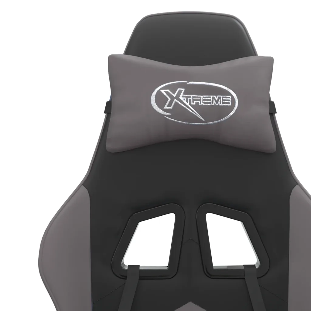 Sedia da Gaming Girevole Nera e Grigia in Similpelle 349595