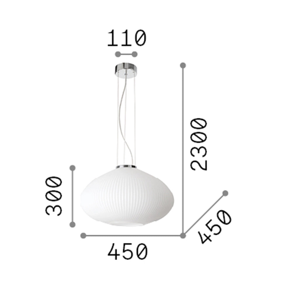 Sospensione Moderna Plisse' Metallo Cromo 1 Luce E27 D45Cm