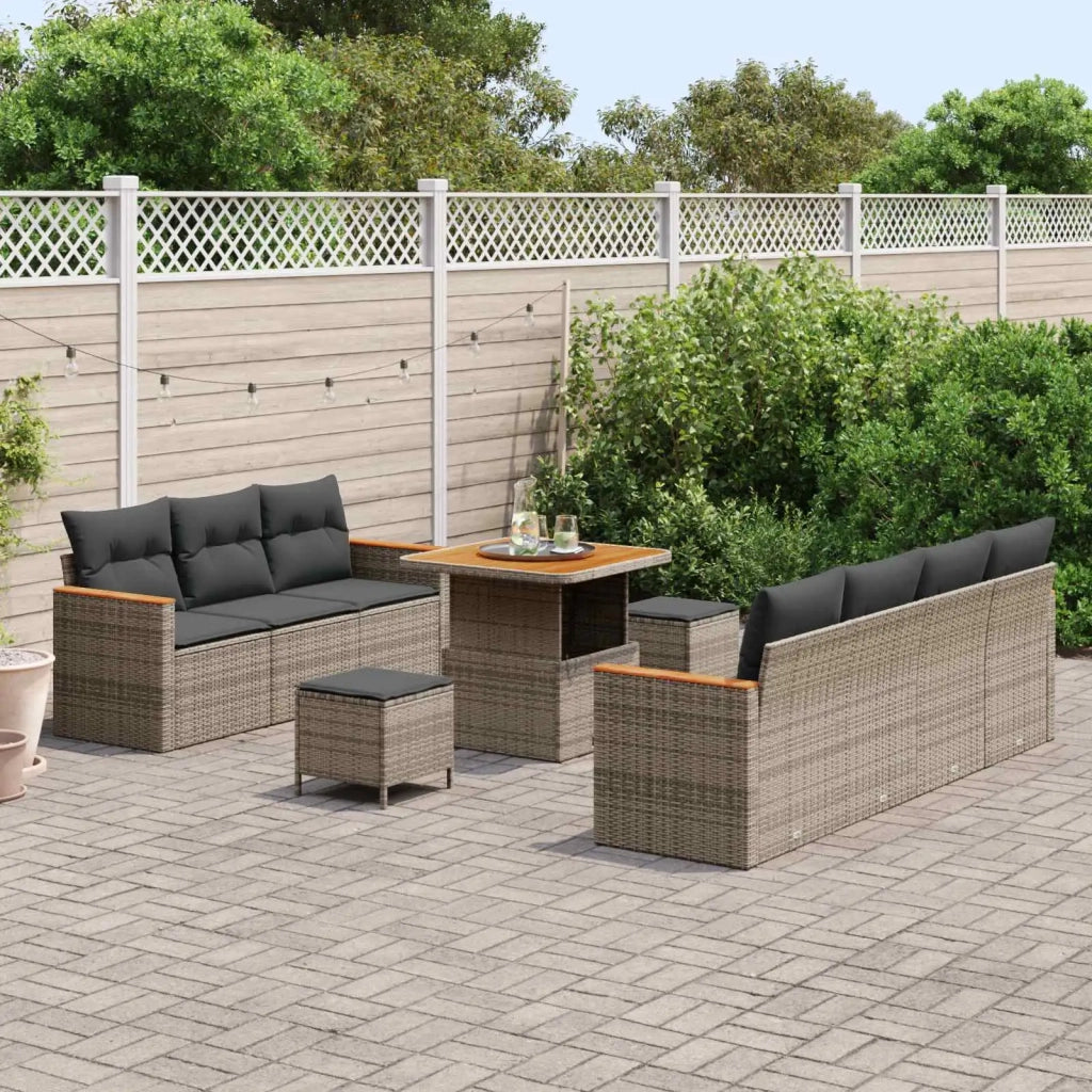 Set Divano da Giardino 10 pcs Grigio polyrattan 3362878