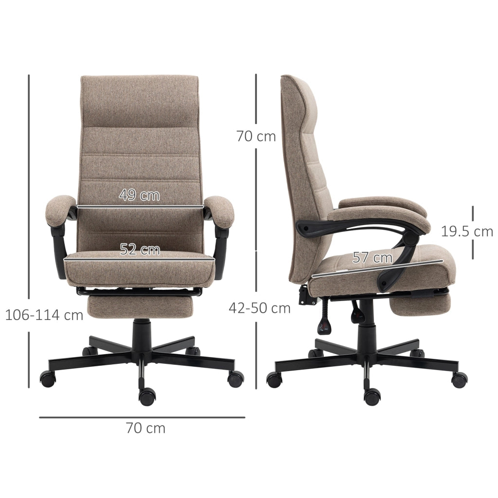 Sedia Poltrona da Ufficio Presidenziale 68x67x106-114 cm con Poggiapiedi Marrone