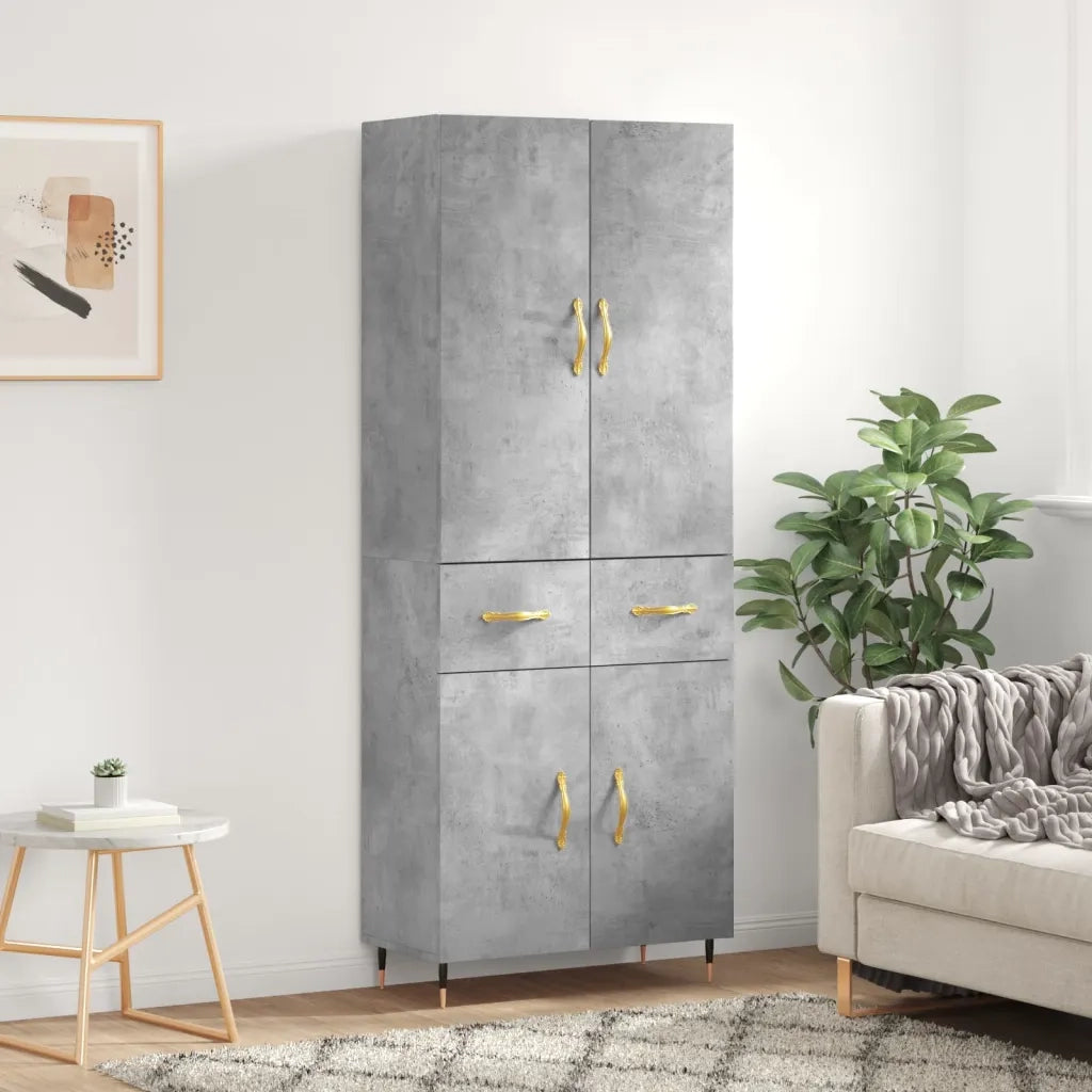 Credenza Grigio Cemento 69,5x34x180 cm in Legno Multistrato 3198133