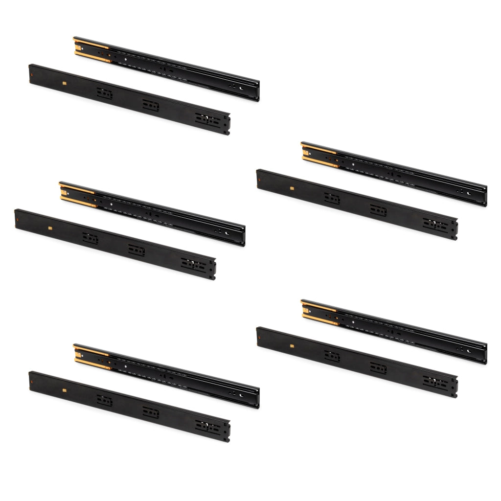 Set 10 Guide Cassetto con Chiusura Soft 45x550 mm in Acciaio Emuca Nero