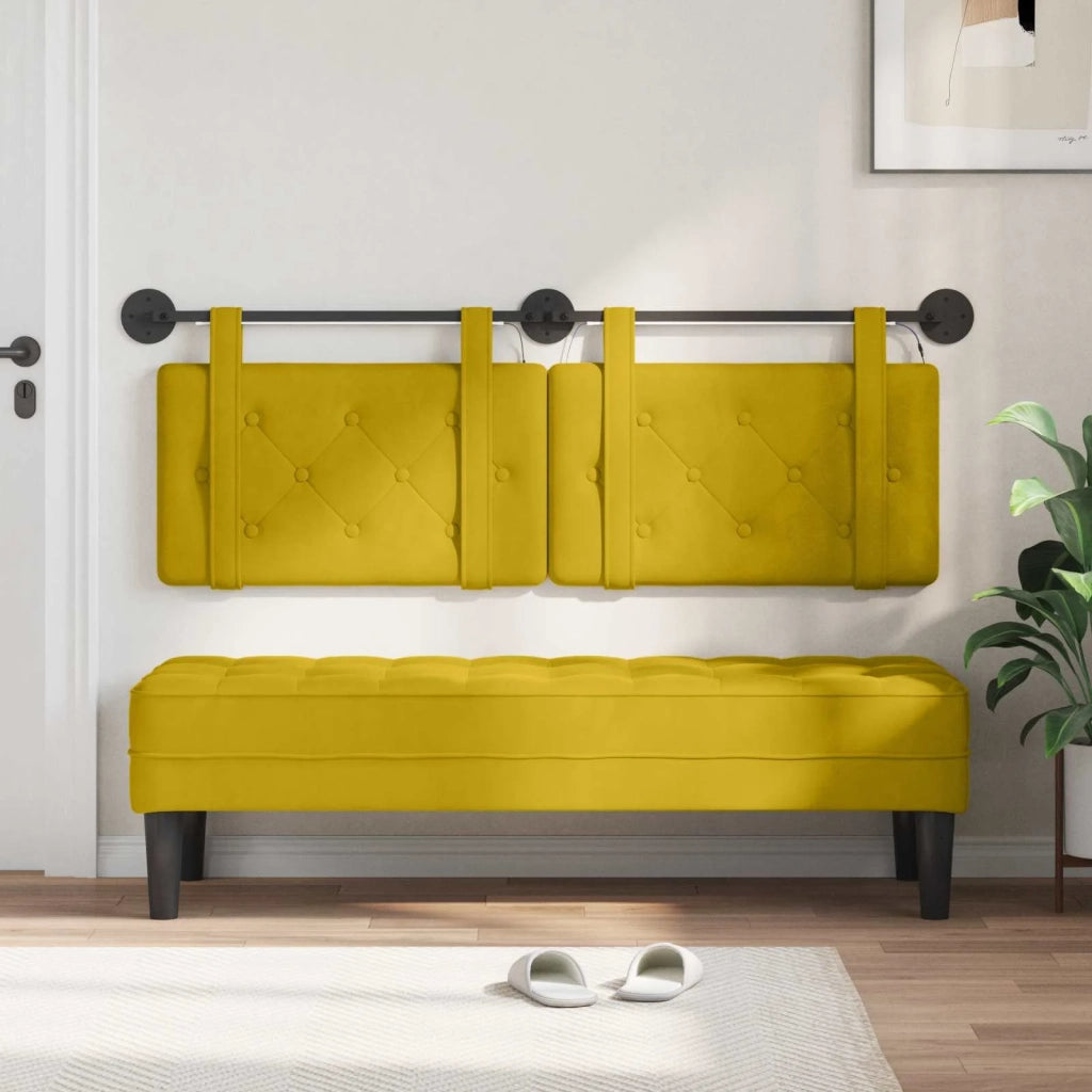 Testiera | Testata sospesa Con luce LED Giallo Velluto