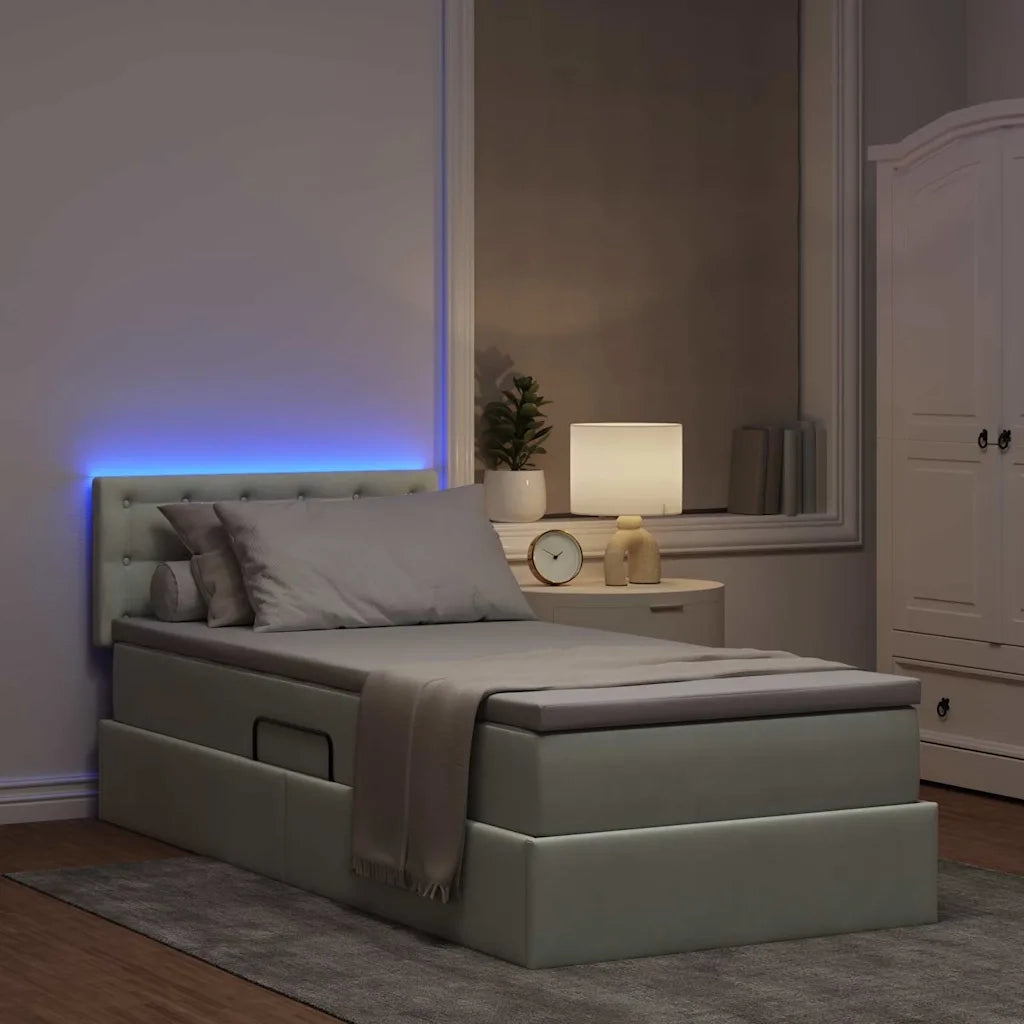 Letto con contenitore e LED Grigio chiaro 100 x 200 cm Velluto 3371493