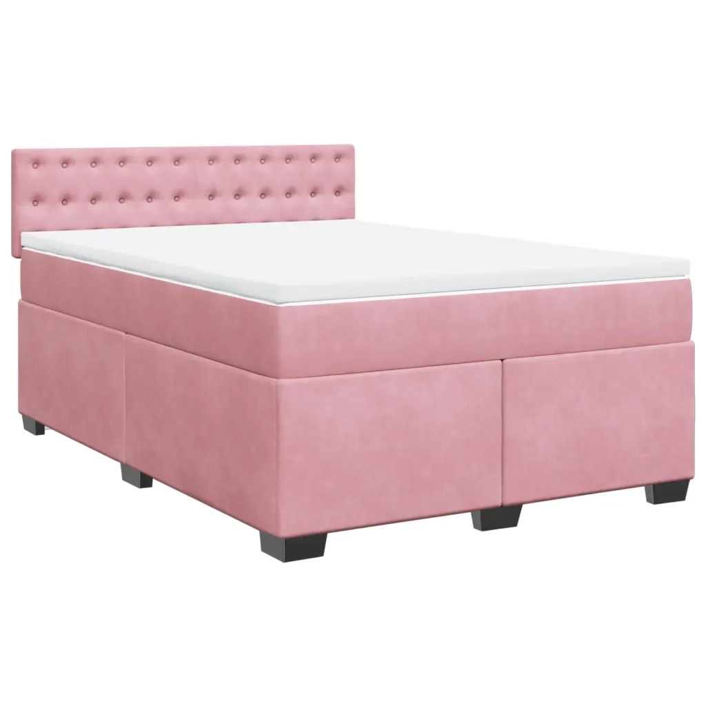 Giroletto a Molle con Materasso Rosa 140x200 cm in Velluto