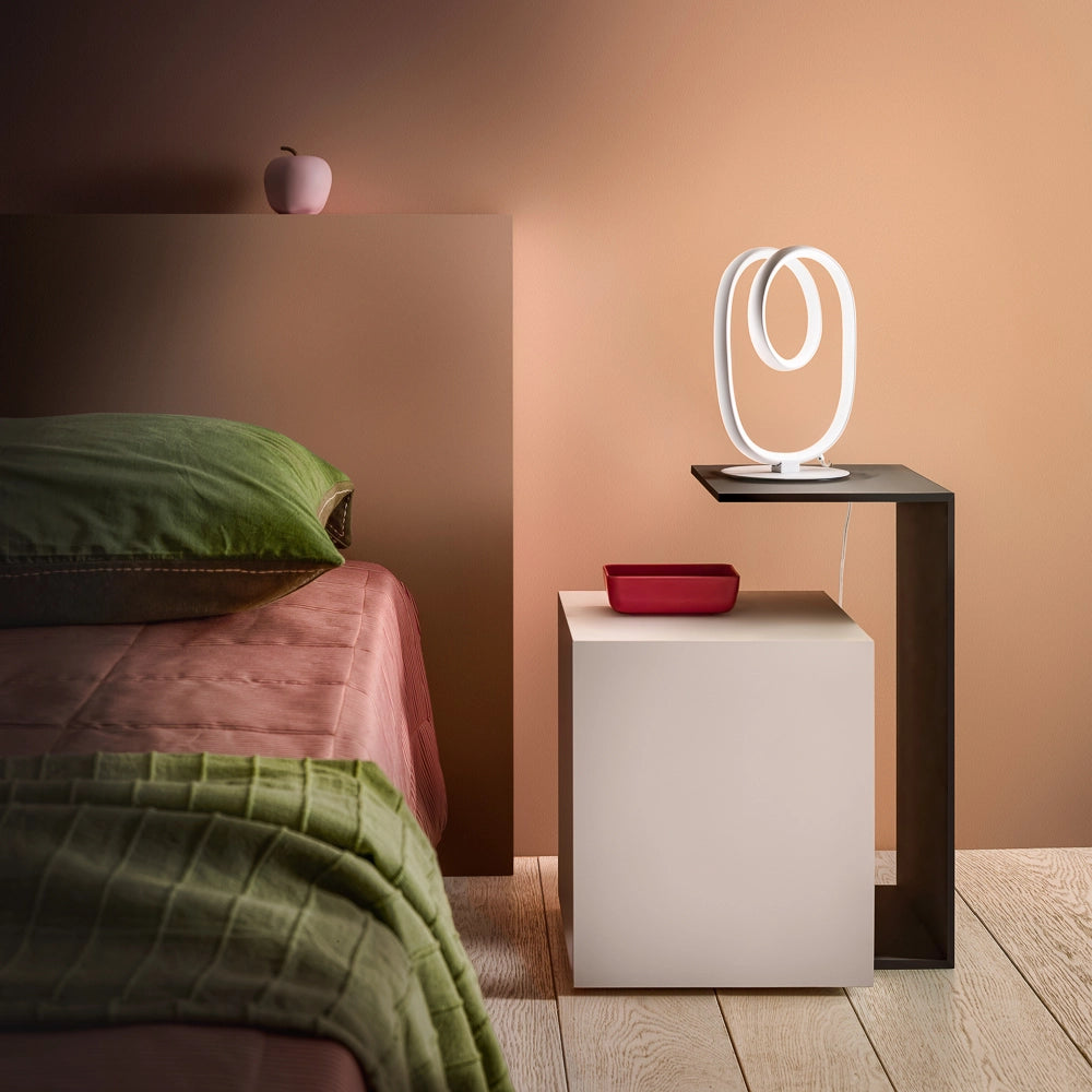 Lampada da tavolo Diva L Titanio - Abat-jour LED 17W 3000K 720lm in alluminio e silicone, Diffusione 360 gradi, Dimmerabile integrato - Gealuce