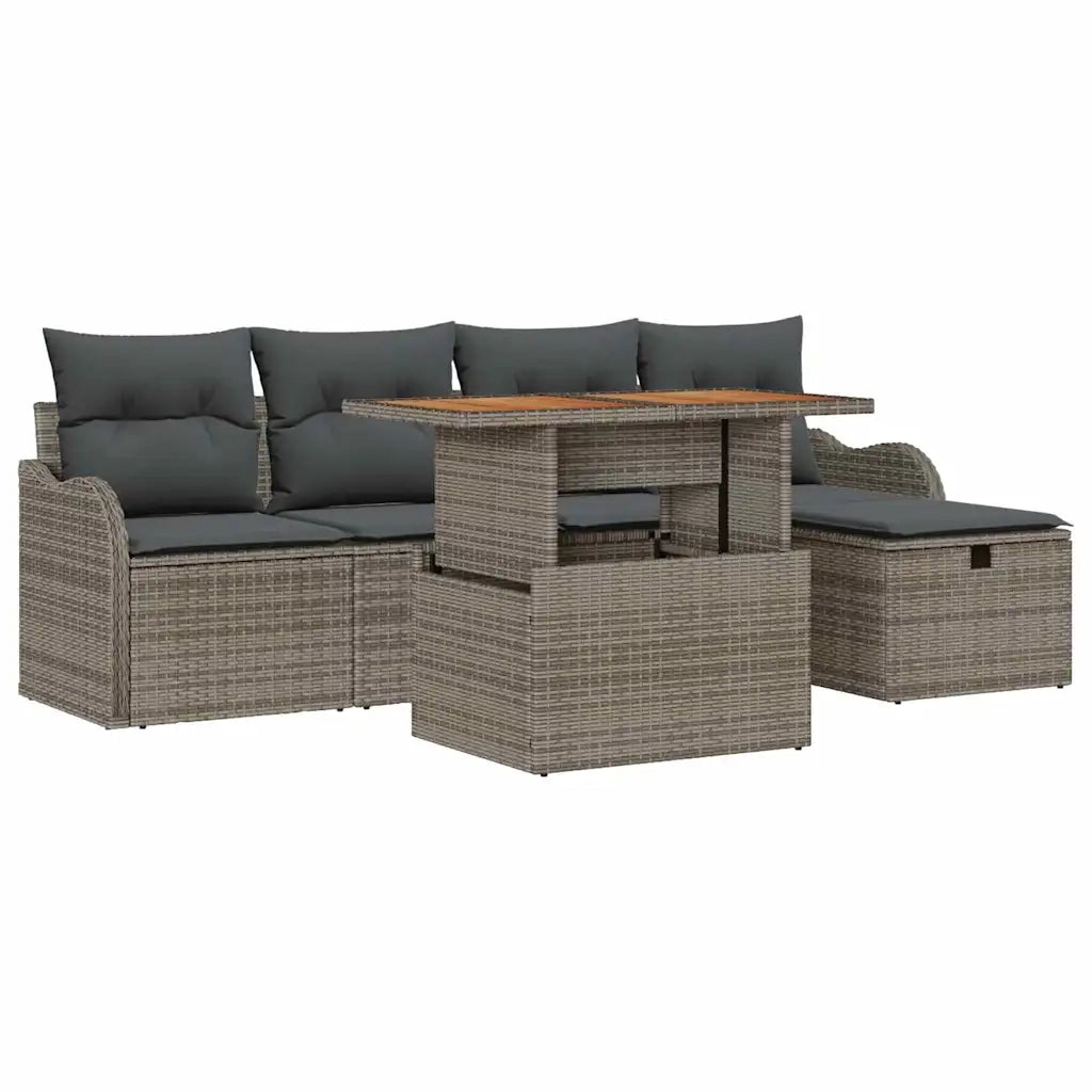 Set Divano da Giardino 6 pcs Grigio polyrattan 3361265